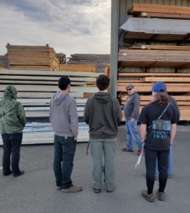 Students from Eureka High at Schmidbauer Lumber Supply in Eureka