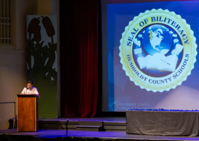 Jorge Mireles-Romero of Eureka High School speaks at the Seal of Biliteracy Awards