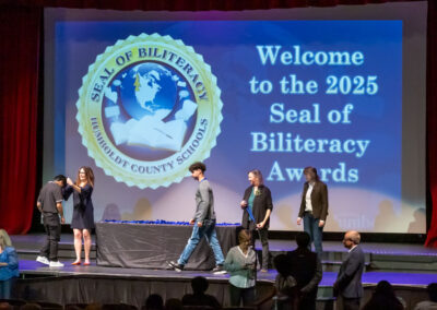 Students receive their awards at the Seal of Biliteracy Awards Ceremony.