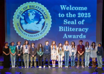 Students with their Seal of Biliteracy Awards