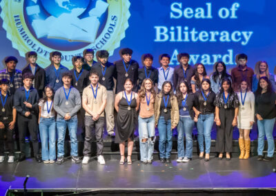 Students with their Seal of Biliteracy Awards