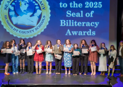 Students with their Seal of Biliteracy Awards