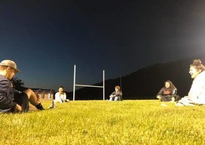 Students in Hoopa High's football field