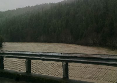 High water levels from the bridge heading to South Fork High School