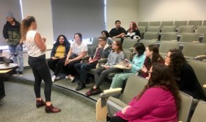 Students from Alder Grove participate in a Q&A with Professor Gaffney after the lecture.