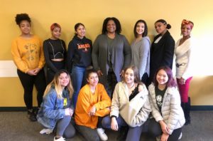 Arcata High School students with HSU Professor, Ramona Bell.