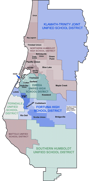 Map of Humboldt County School Districts