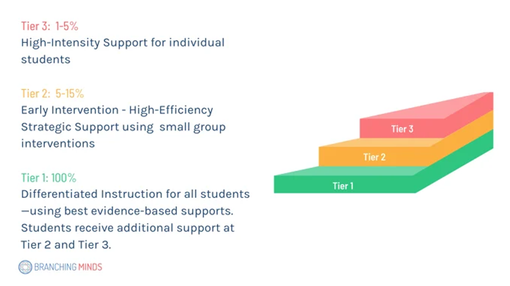 Description of the tiers of the MTSS concept.