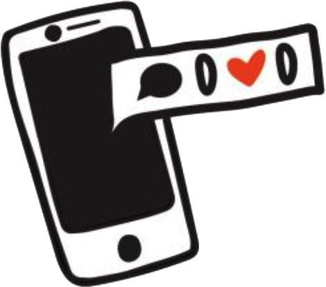 Icon of a phone with social media reaction counts