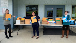 Blue Lake School employees distribute meals