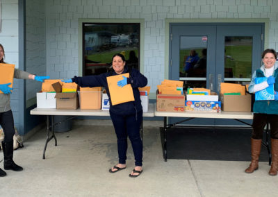 Blue Lake School employees distribute meals