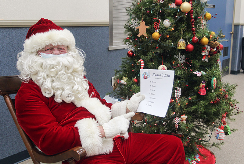 Santa double-checking his list