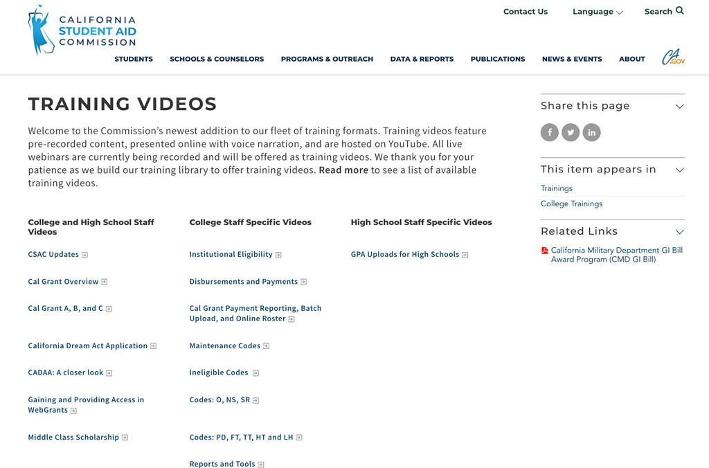 CSAC Training Video Library