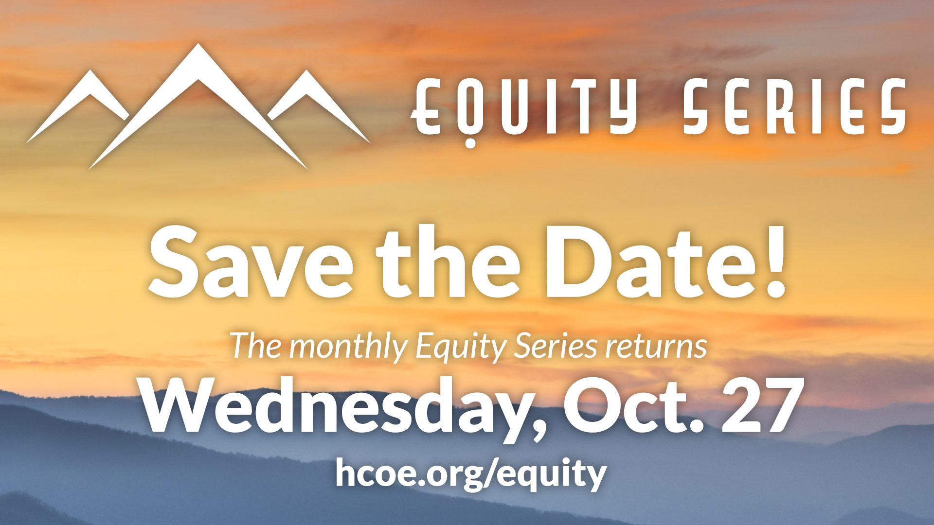 Save the date - Equity Series returns Oct 27