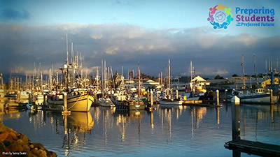 Thumbnail of Zoom background featuring Woodley Island Marina, taken by Teresa Dexter.