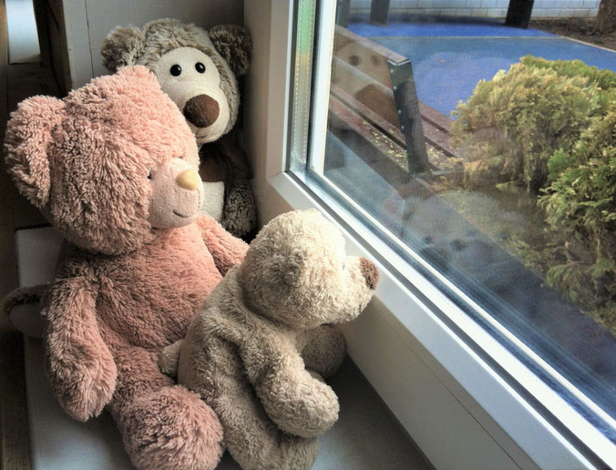 Teddy Bears in a Window